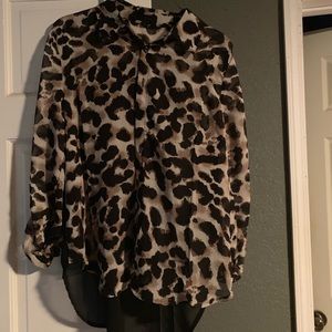 Leopard Print button up with sheer back